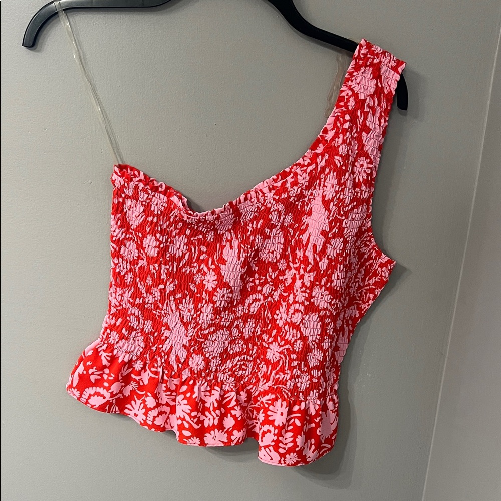 Entro Red and White Floral Tank Top